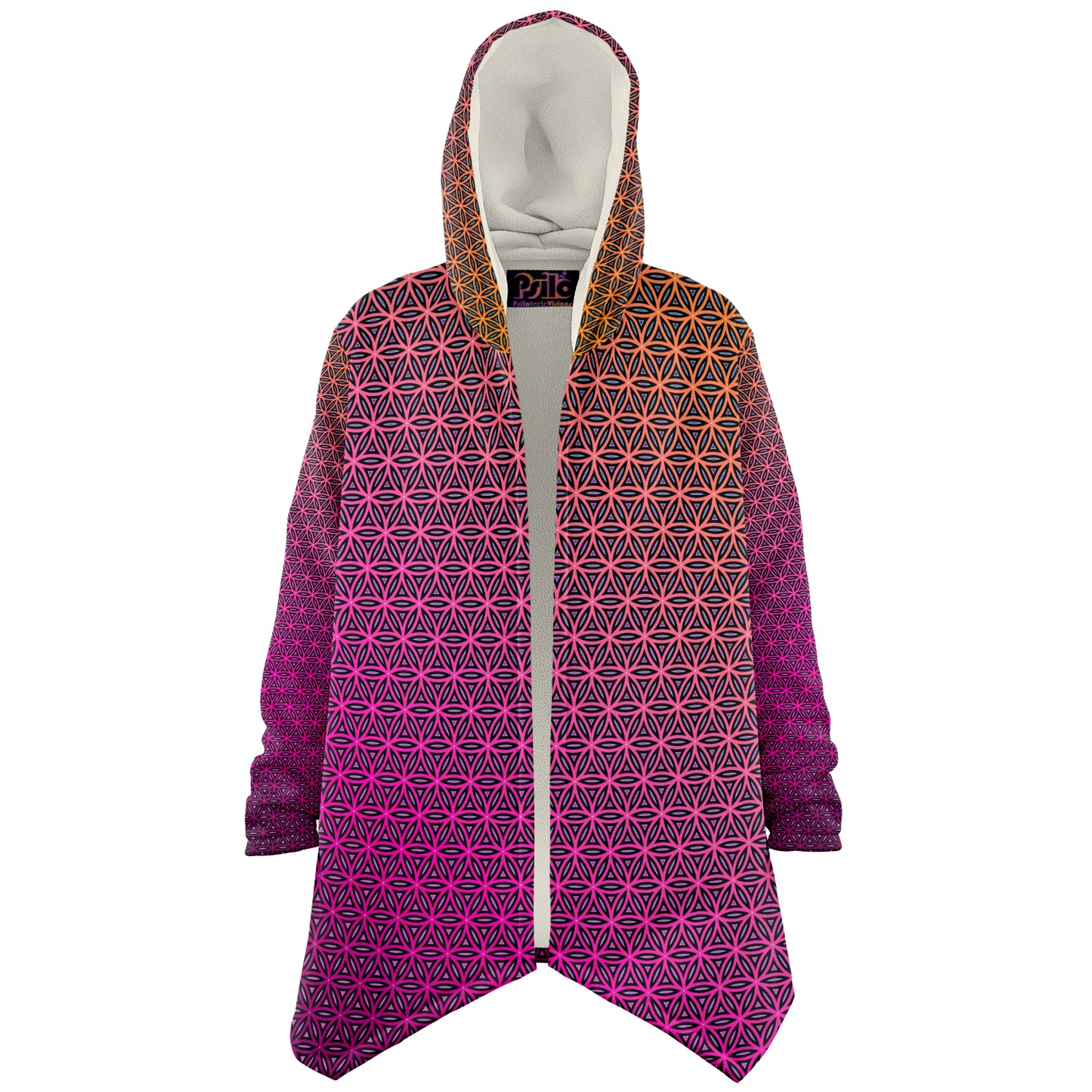 "Pink Flower of Life Pattern" HOODED CLOAK