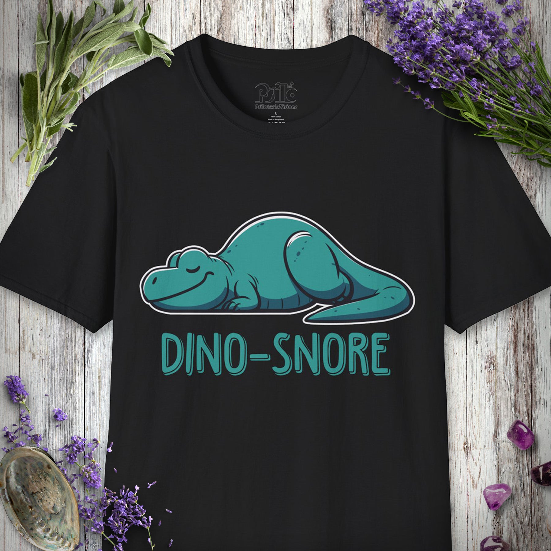SILLY636 "Dino-Snore" T-SHIRT - Black