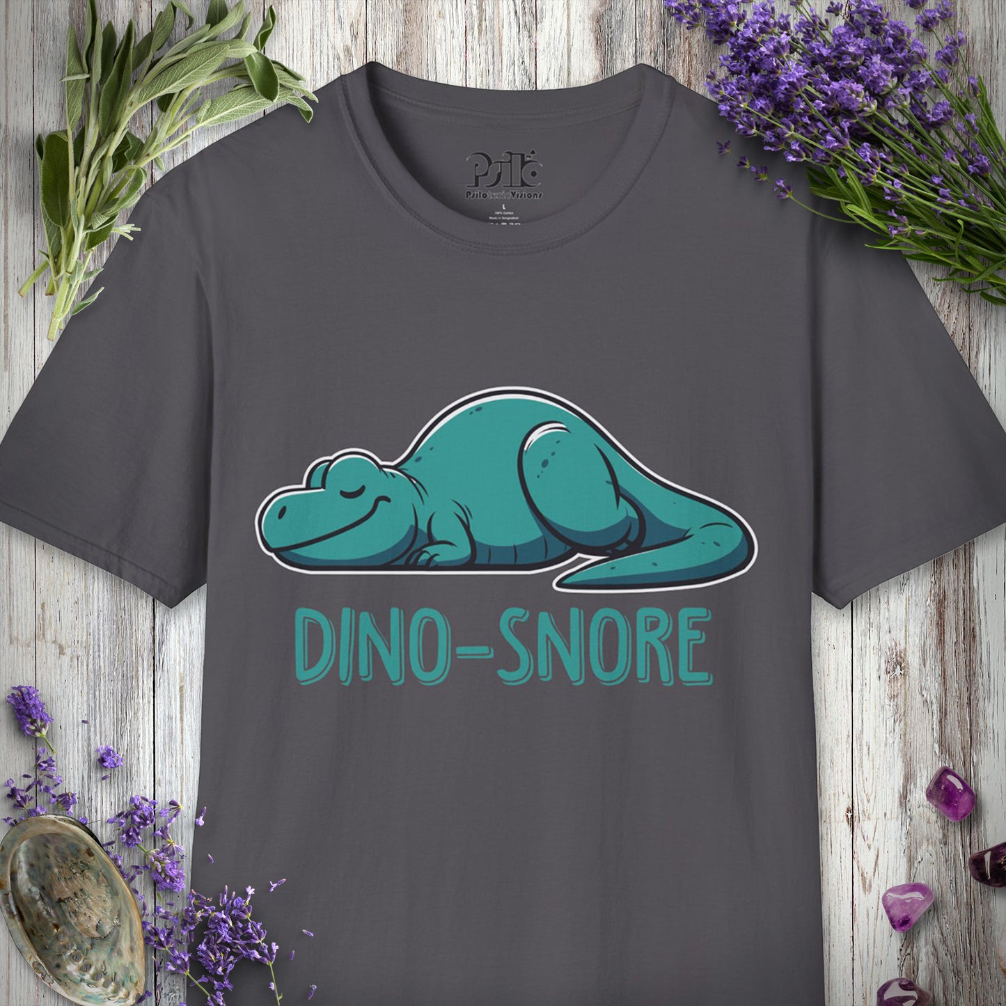 SILLY636 "Dino-Snore" T-SHIRT - Charcoal