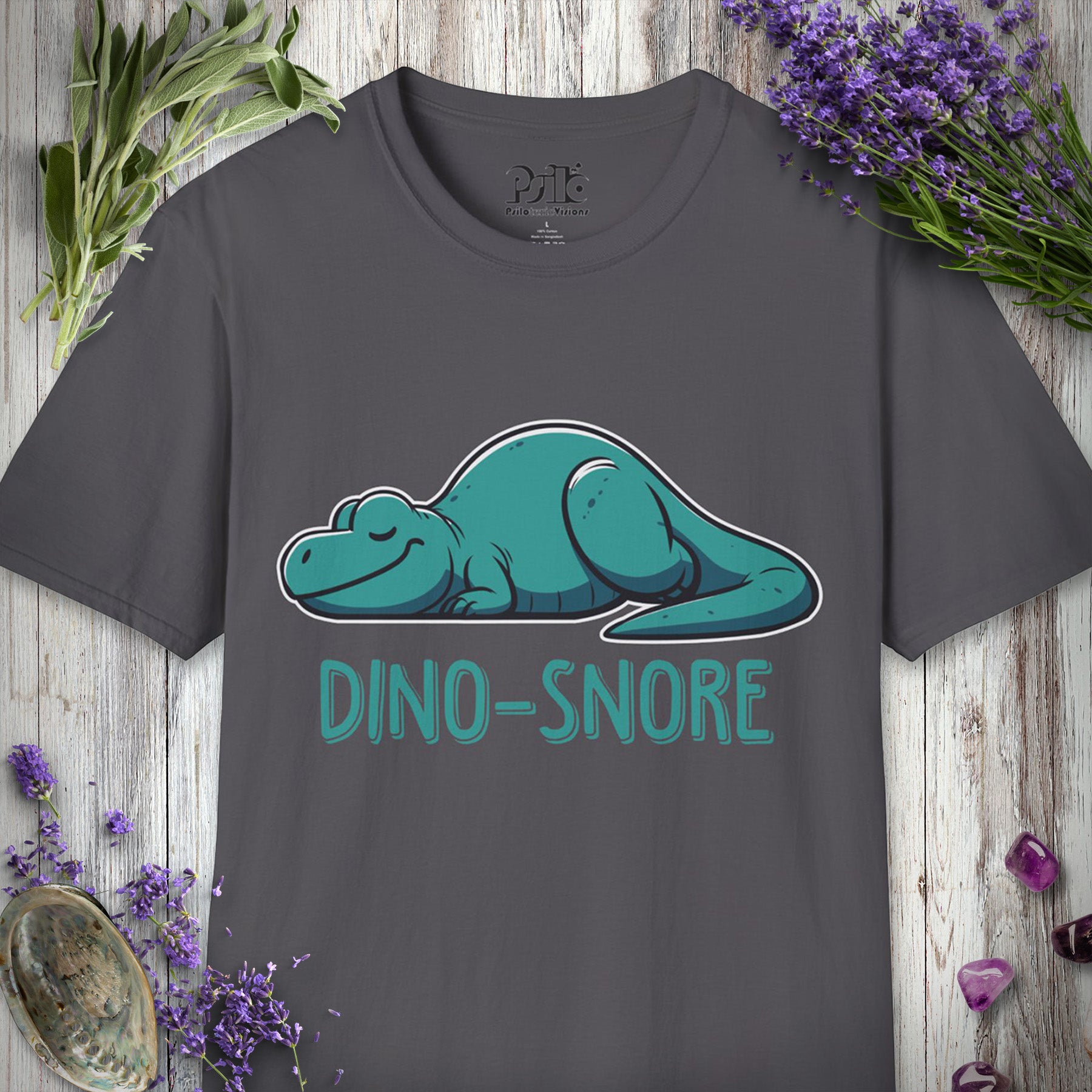 SILLY636 "Dino-Snore" T-SHIRT - Charcoal
