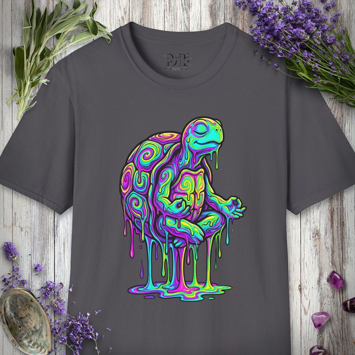 SILLY2001 "Meditating Turt" T-SHIRT - Charcoal