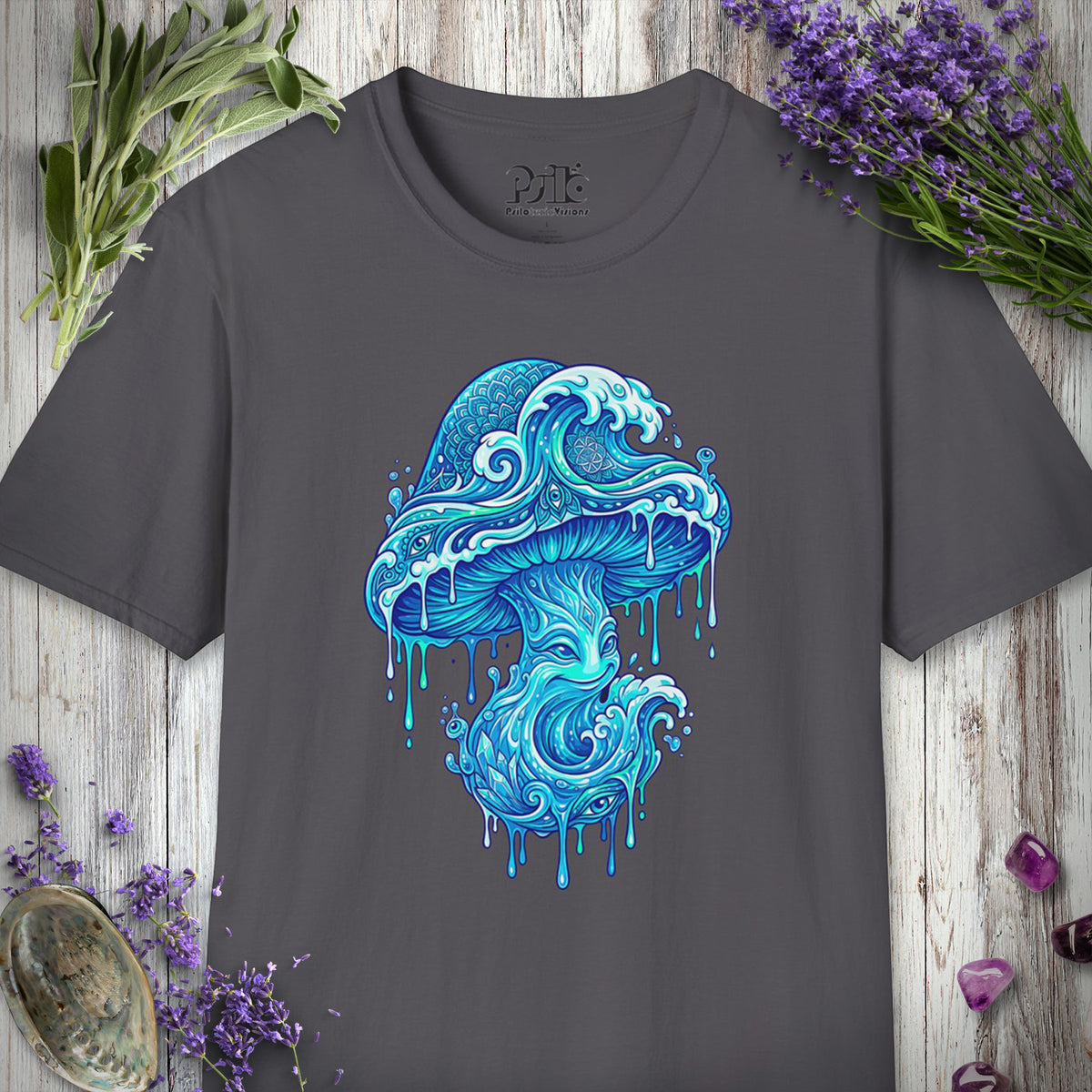 MUSHKETEERS100 "Tsunami Mushroom" T-SHIRT - Charcoal
