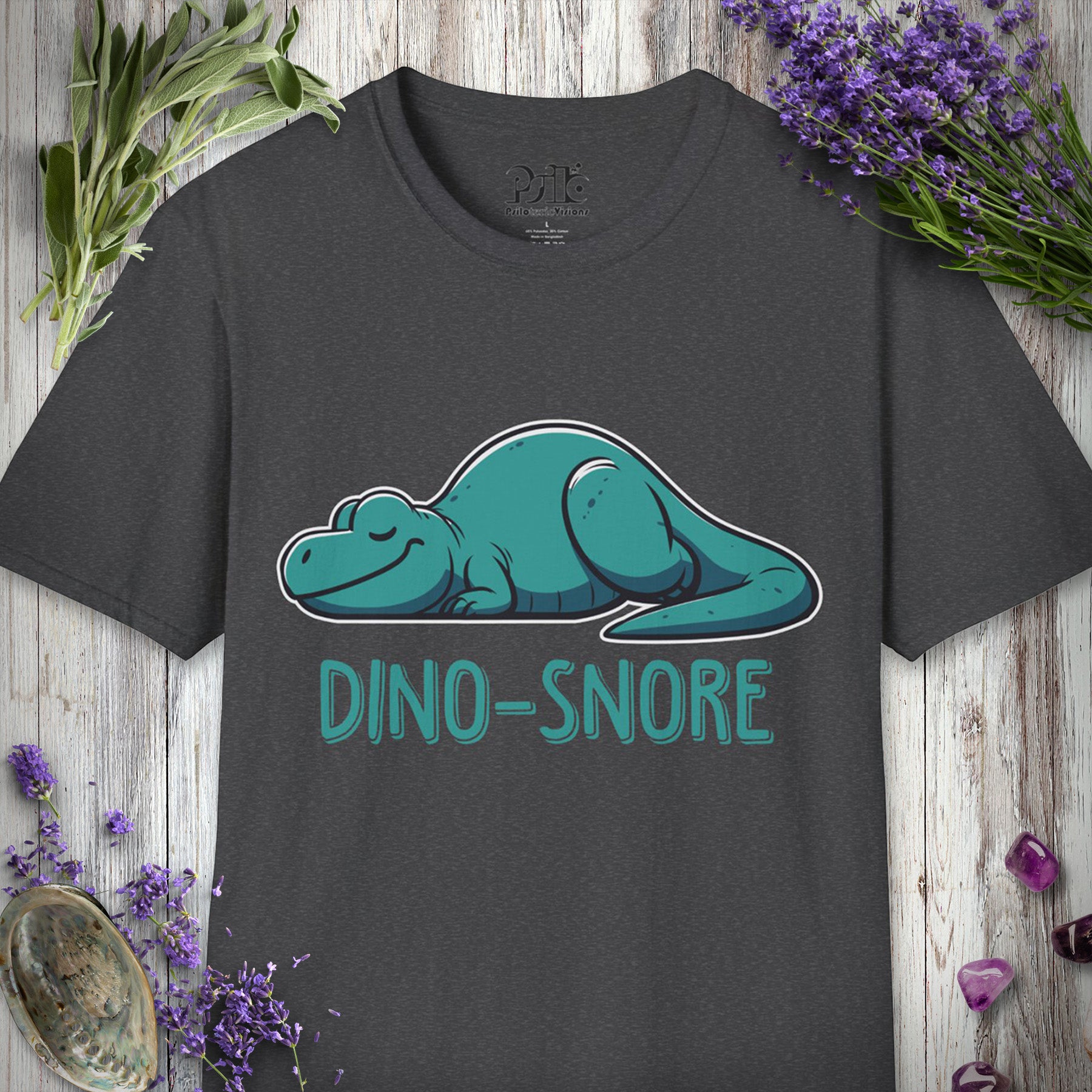SILLY636 "Dino-Snore" T-SHIRT - Dark Heather