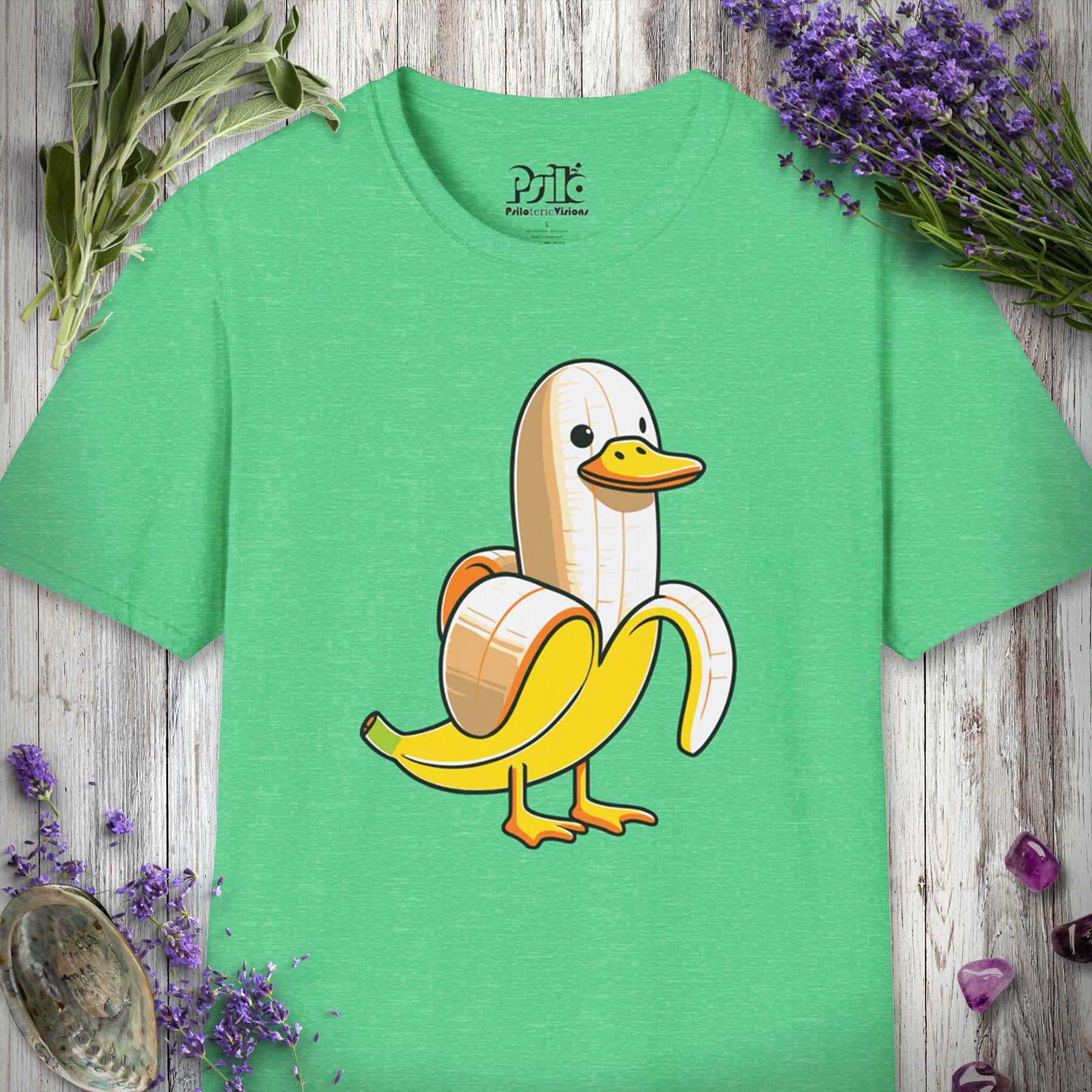 SILLY635 "Banana Duck" T-SHIRT - Heather Irish Green