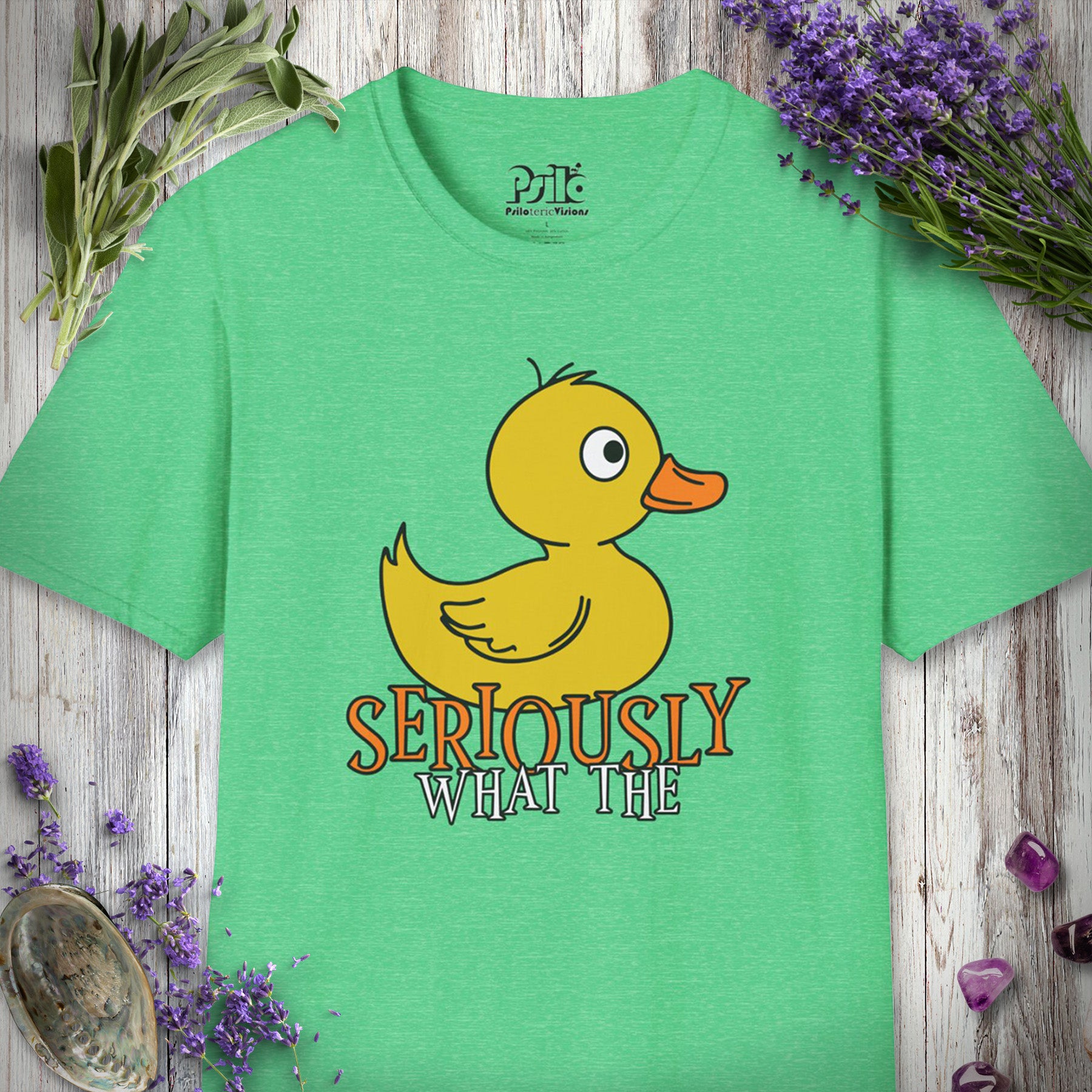 SILLY2000 "What the Duck" T-SHIRT - Heather Irish Green