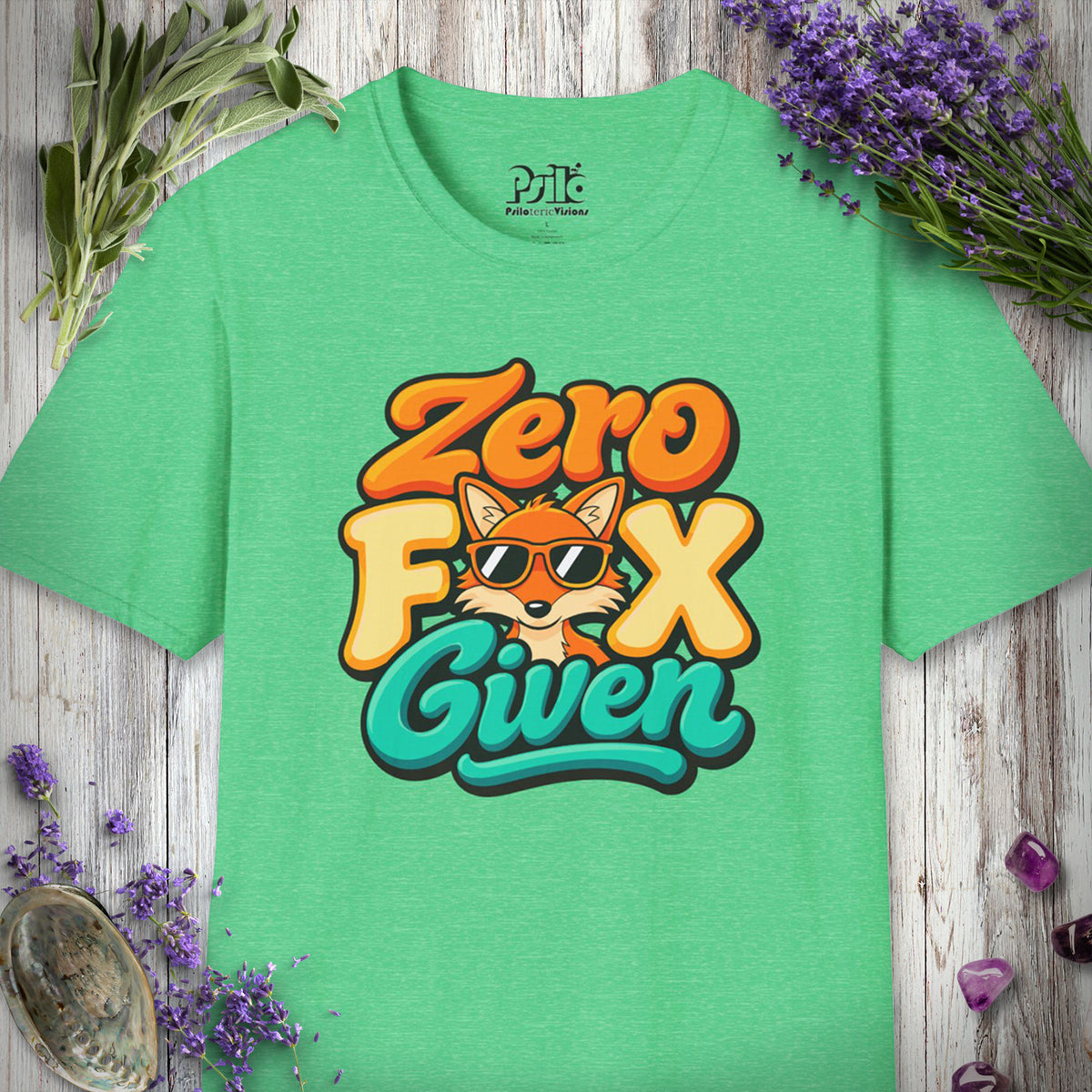 SILLY2002 "Zero Fox Given" T-SHIRT - Heather Irish Green