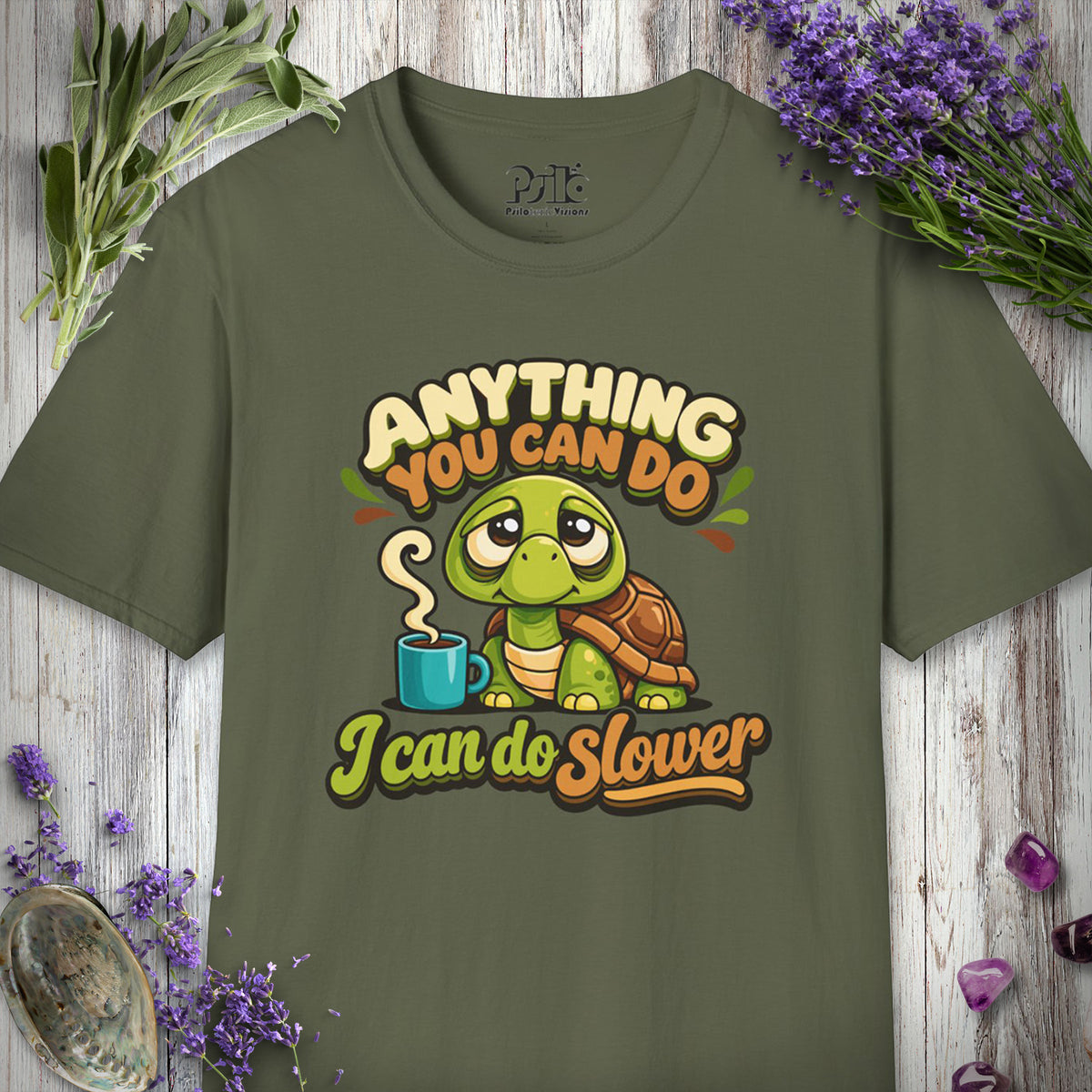 SILLY2003 "I Can Do Slower" T-SHIRT - Military Green
