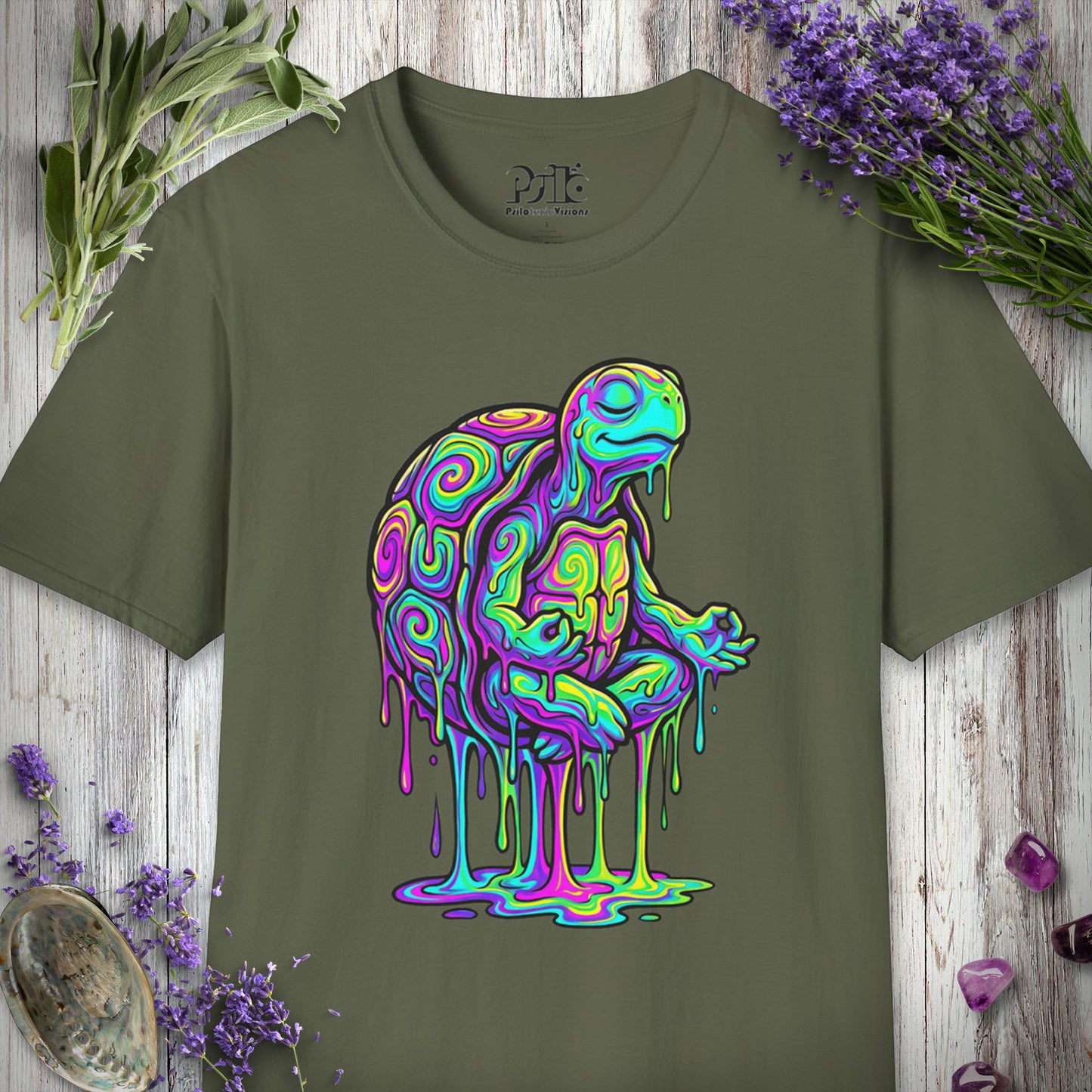SILLY2001 "Meditating Turt" T-SHIRT - Military Green