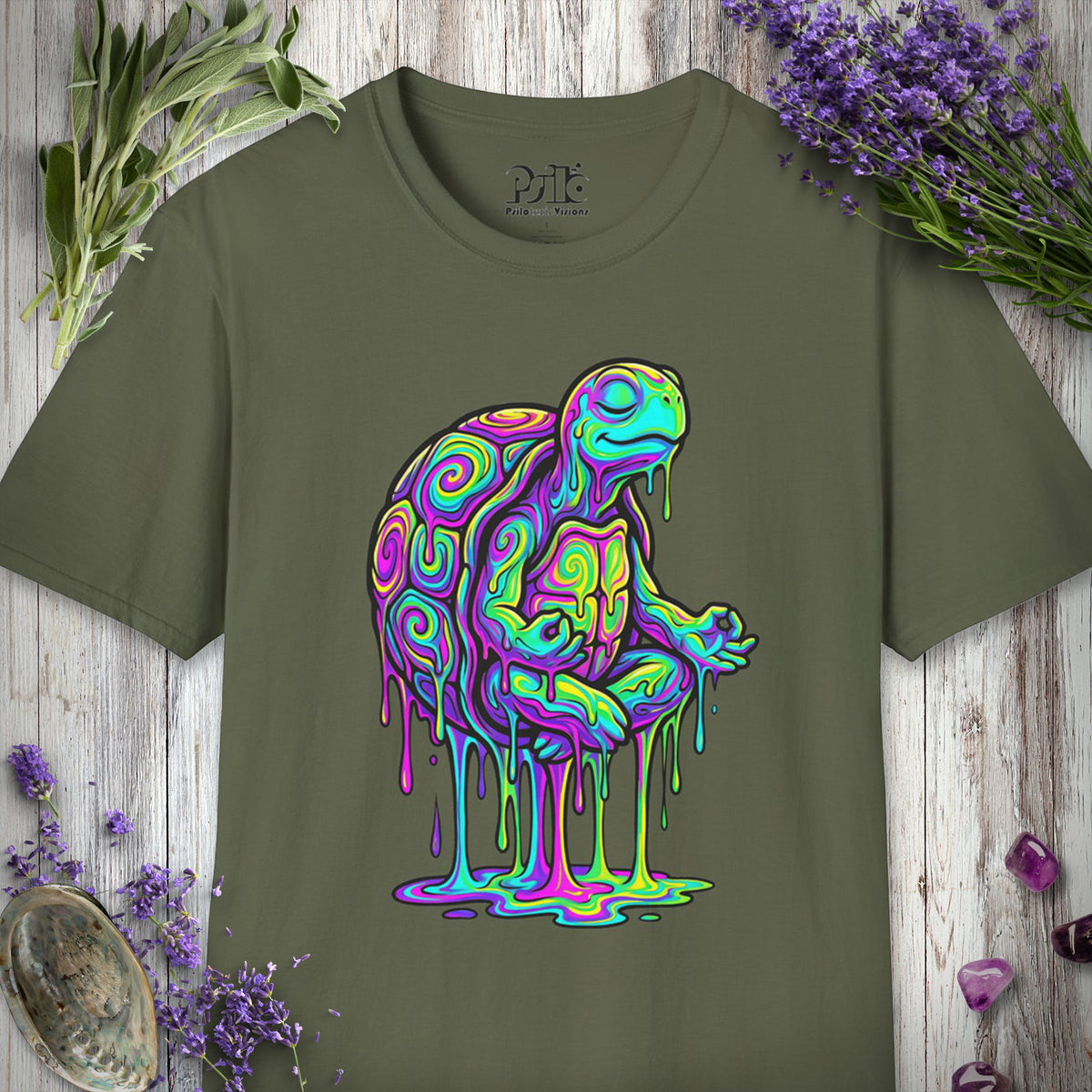 SILLY2001 "Meditating Turt" T-SHIRT - Military Green