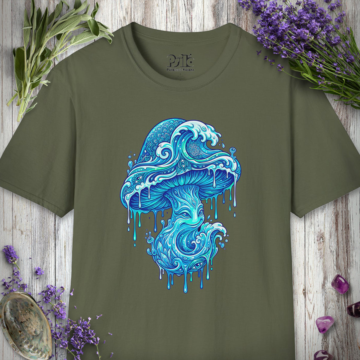 MUSHKETEERS100 "Tsunami Mushroom" T-SHIRT - Military Green