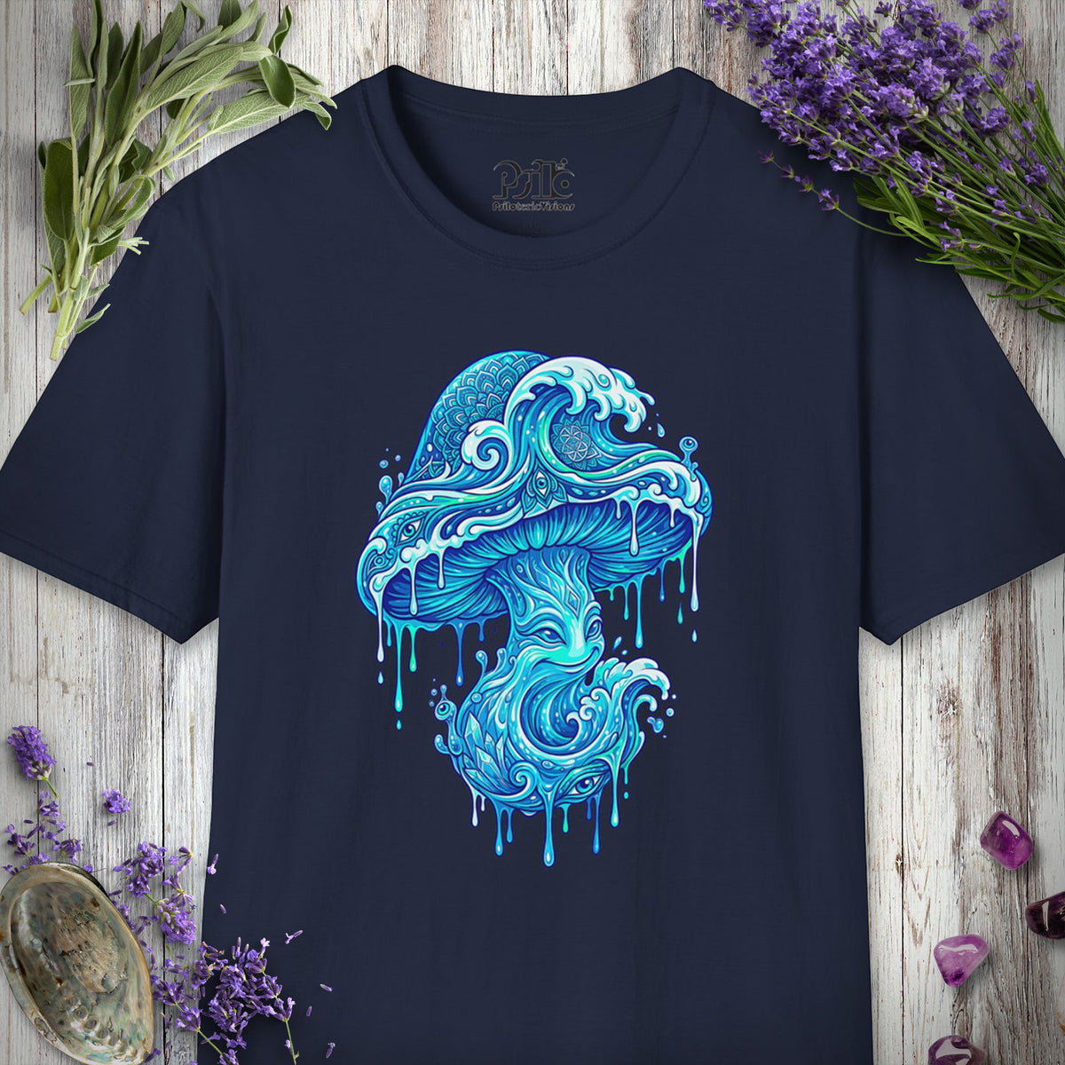 MUSHKETEERS100 "Tsunami Mushroom" T-SHIRT - Navy