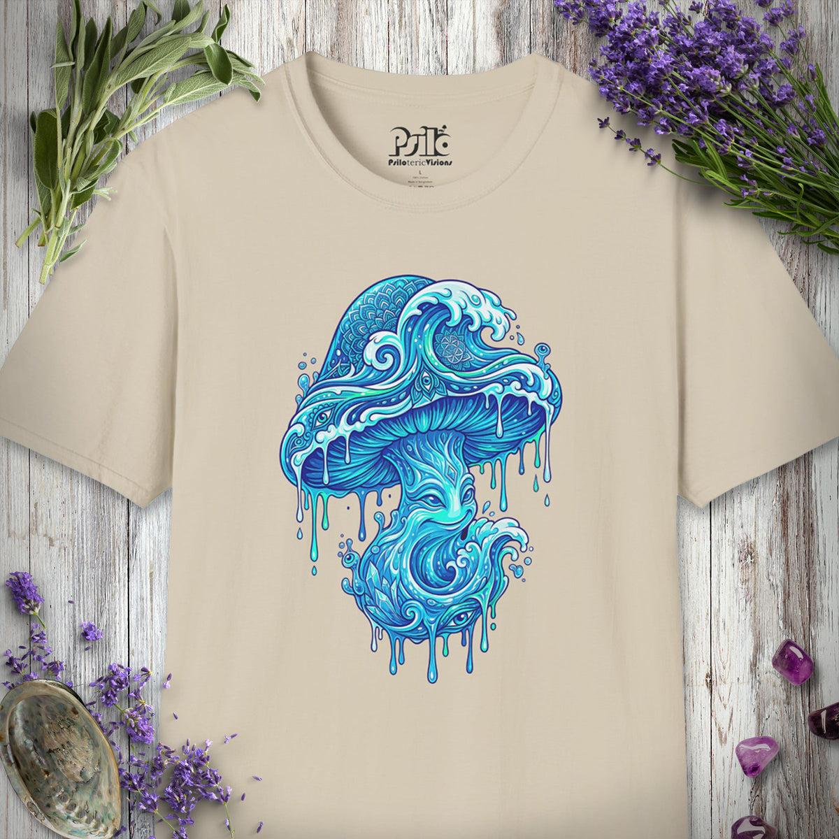 MUSHKETEERS100 "Tsunami Mushroom" T-SHIRT - Sand
