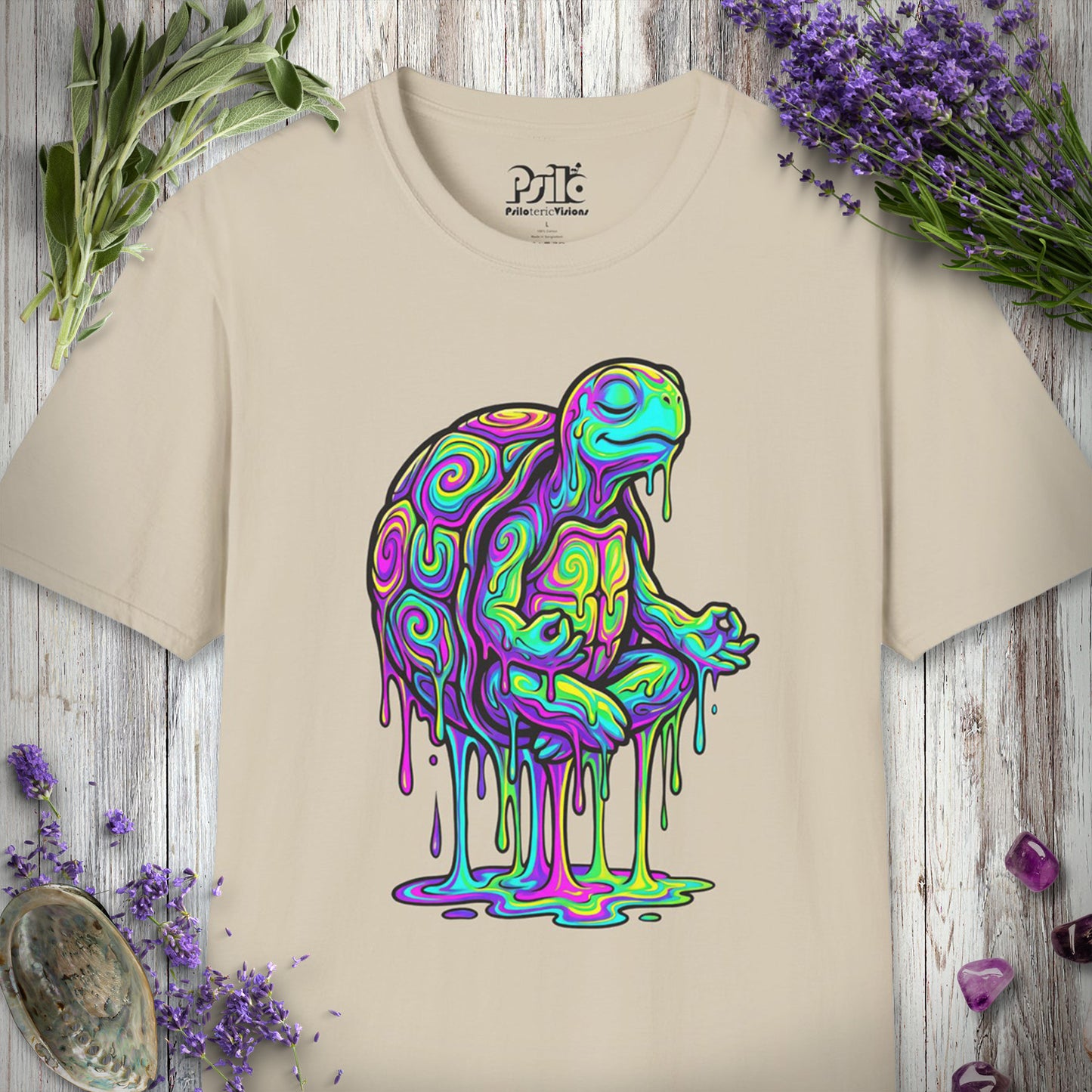 SILLY2001 "Meditating Turt" T-SHIRT - Sand