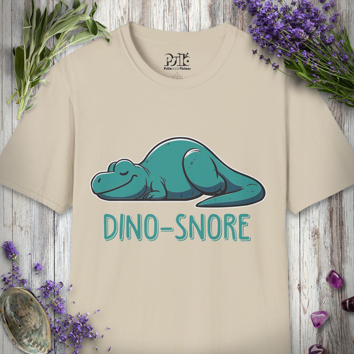 SILLY636 "Dino-Snore" T-SHIRT - Sand