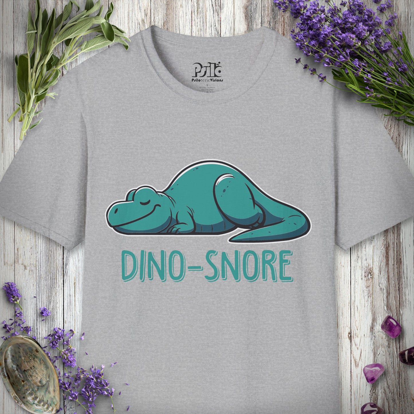 SILLY636 "Dino-Snore" T-SHIRT - Sport Grey