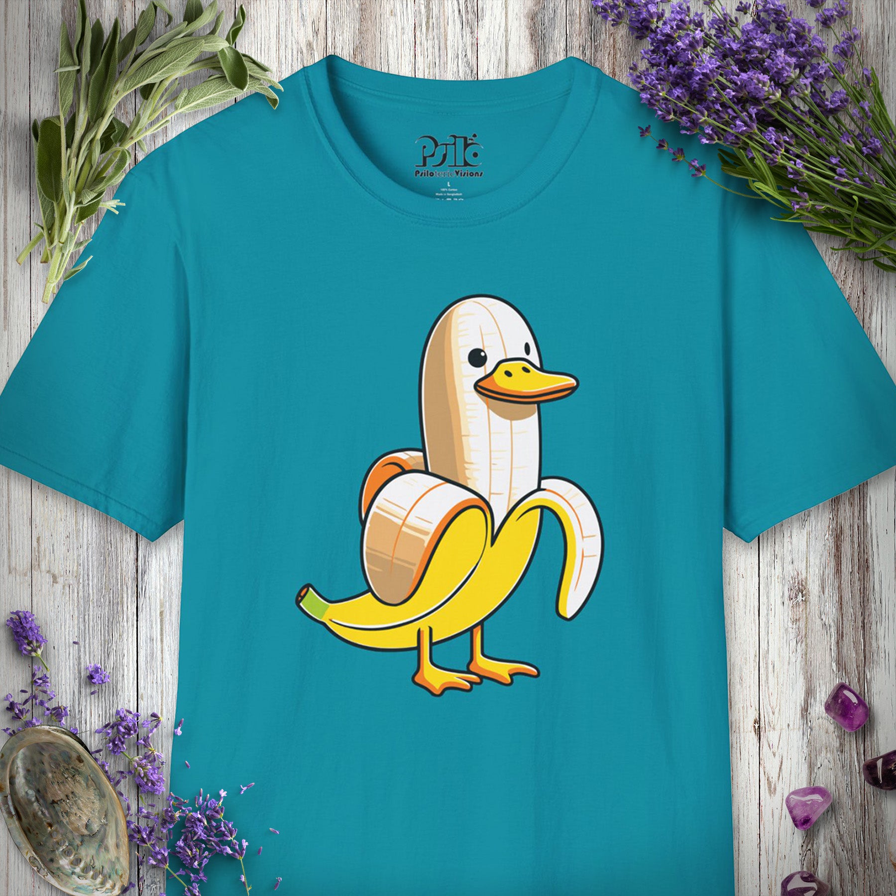 SILLY635 "Banana Duck" T-SHIRT - Tropical Blue
