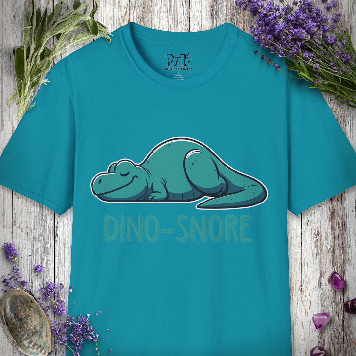 SILLY636 "Dino-Snore" T-SHIRT - Tropical Blue