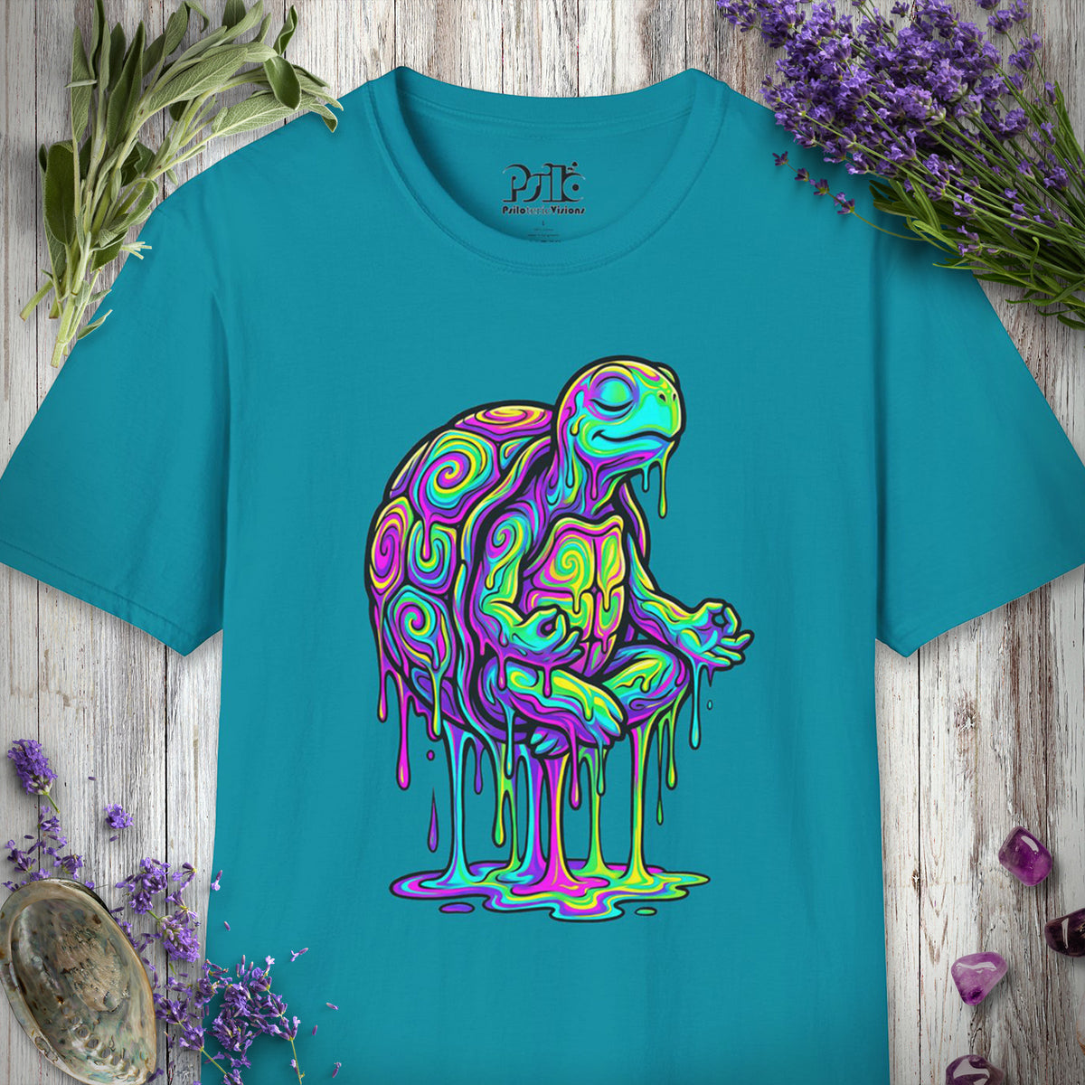SILLY2001 "Meditating Turt" T-SHIRT - Tropical Blue