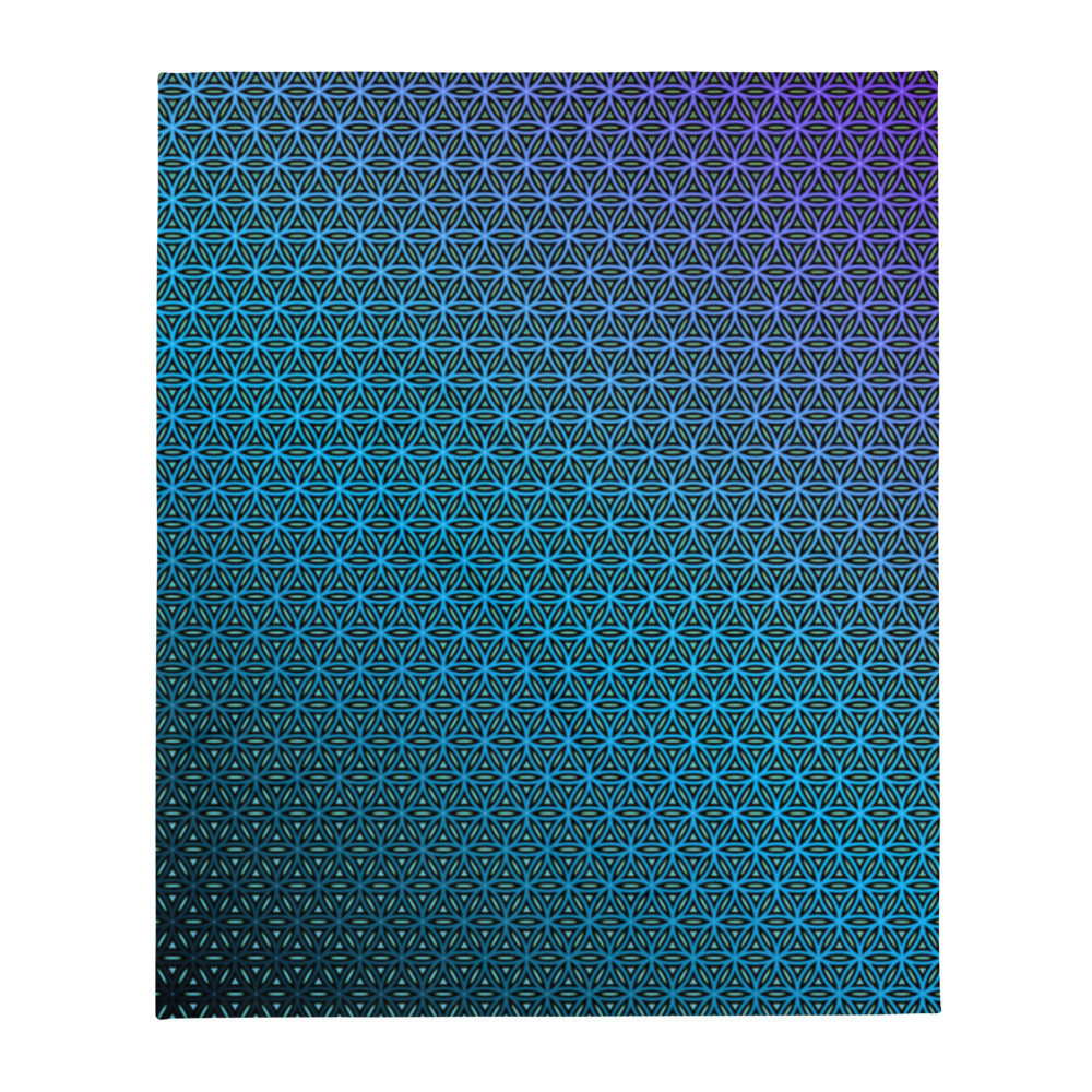 "Blue Flower of Life Pattern" THROW BLANKET, 50″×60″, default