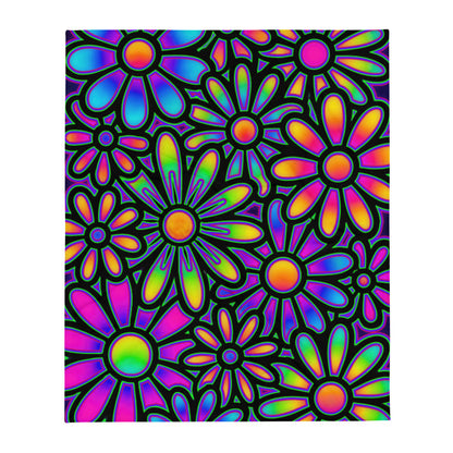 "Mystic Floral Collage" THROW BLANKET, 50″×60″, default