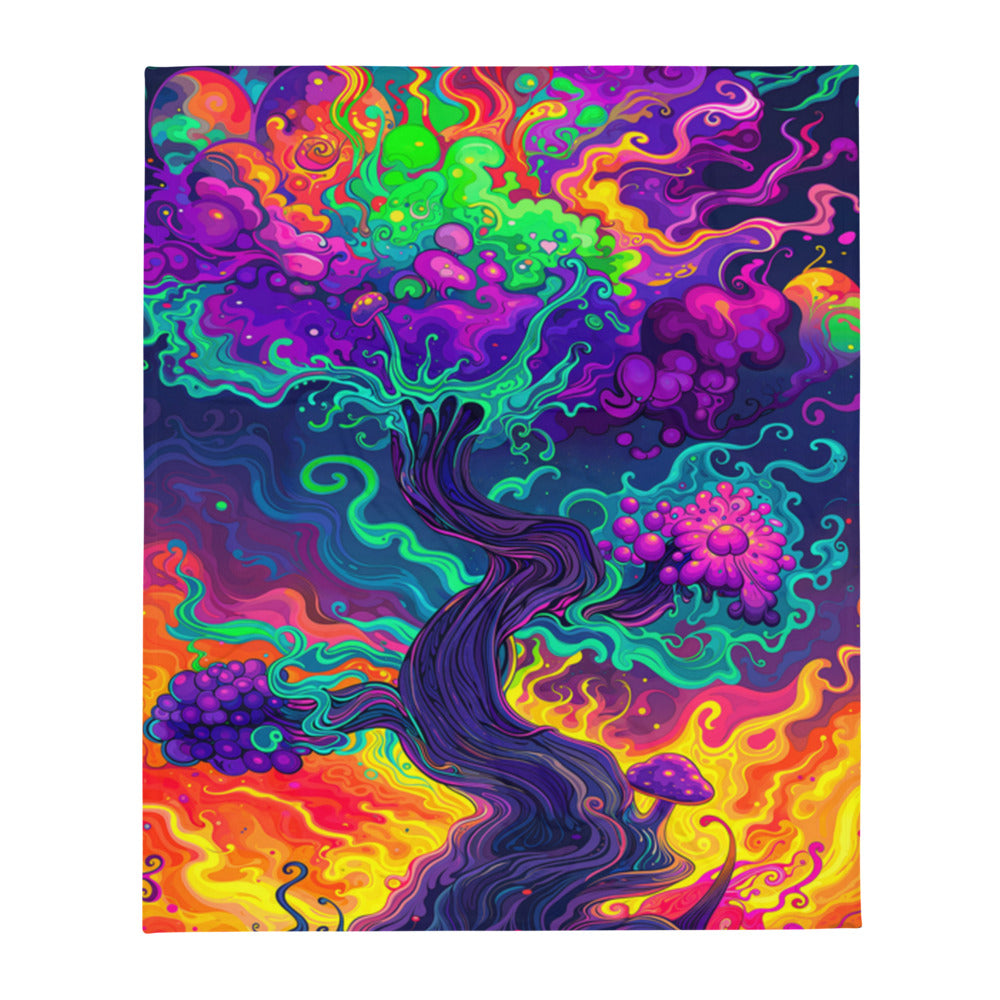 "Mush Tree So Color" THROW BLANKET, 50″×60″, default