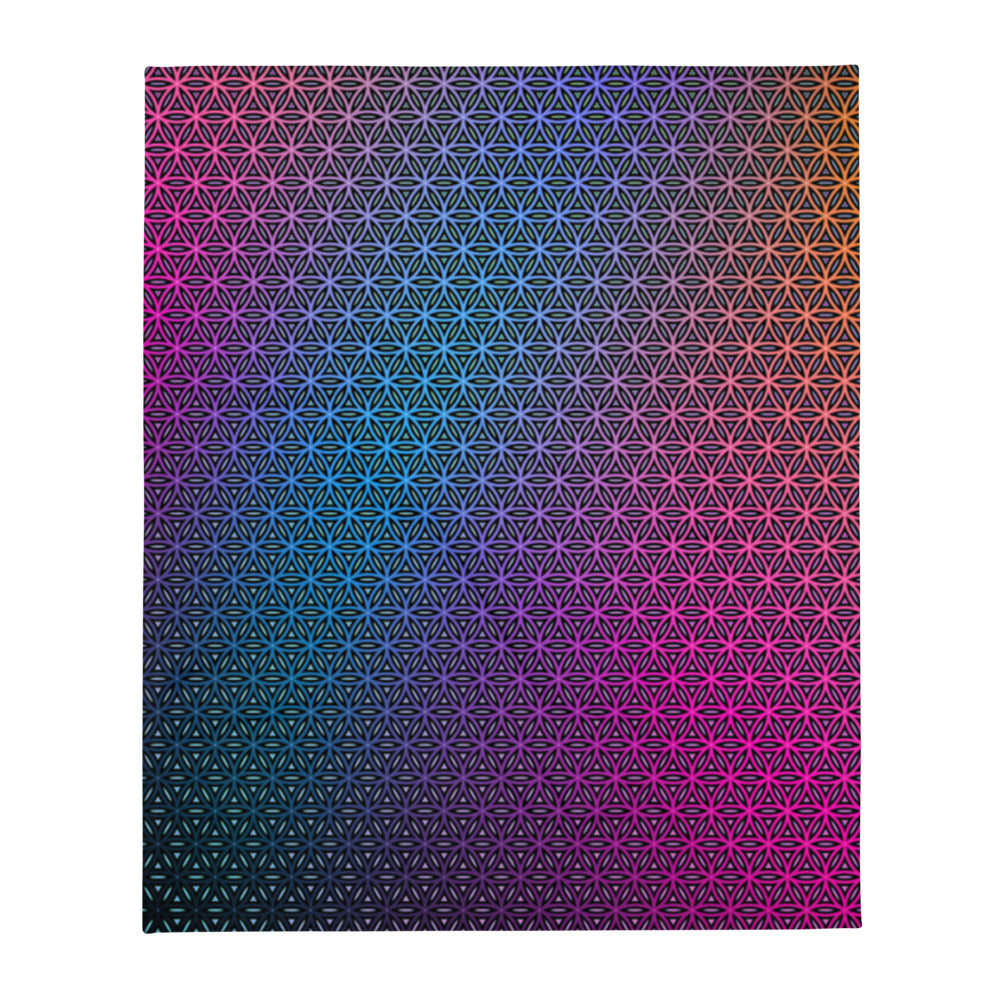 "Rainbow Flower of Life Pattern" THROW BLANKET, 50″×60″, default