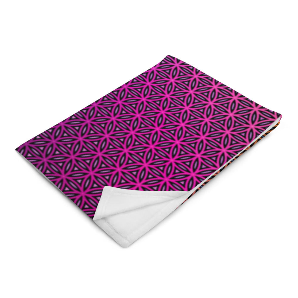 "Rainbow Flower of Life Pattern" THROW BLANKET, 50″×60″, Left Front