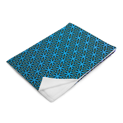 "Blue Flower of Life Pattern" THROW BLANKET, 50″×60″, Left Front