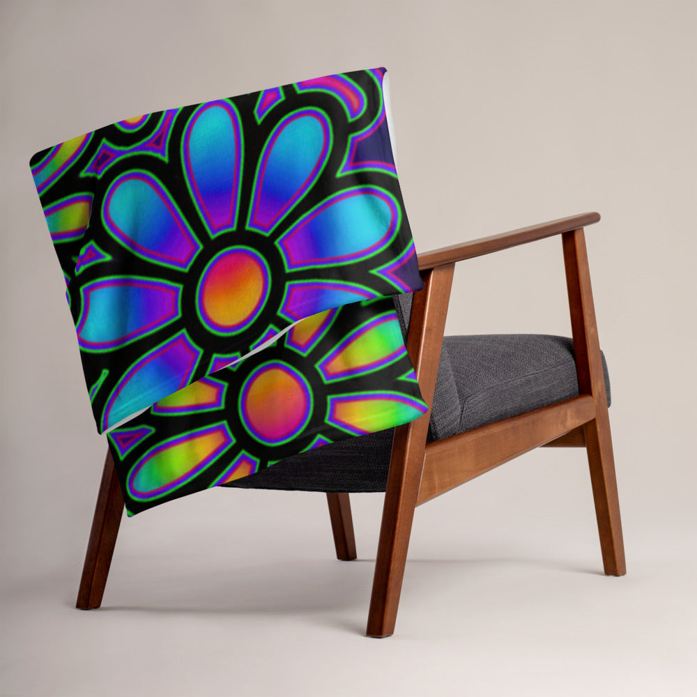 "Mystic Floral Collage" THROW BLANKET, 50″×60″, Lifestyle
