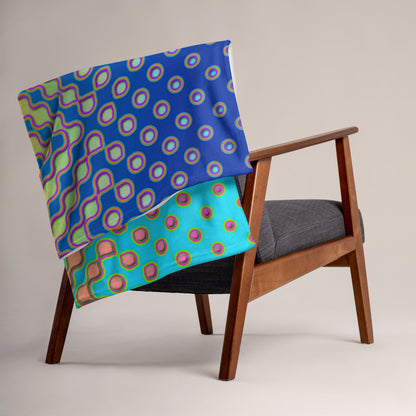 "Morphing Cycles Blue" THROW BLANKET, 50″×60″, Lifestyle