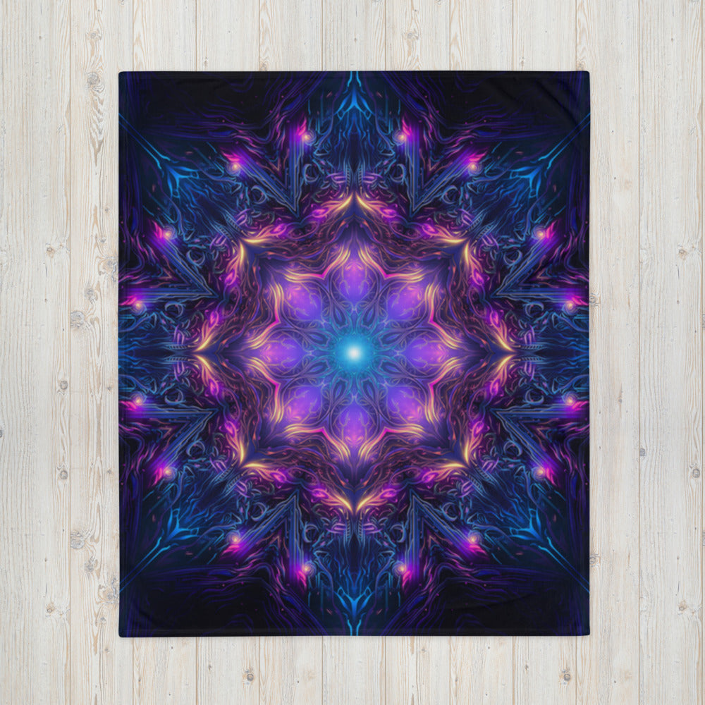 "Twilight Glow Mandala" THROW BLANKET, 50″×60″, Front
