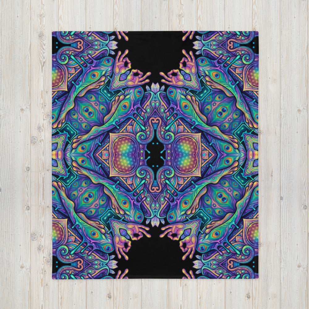 "Higher Pondciousness Mandala" THROW BLANKET, 50″×60″, Front