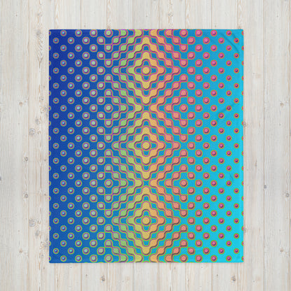 "Morphing Cycles Blue" THROW BLANKET, 50″×60″, Front