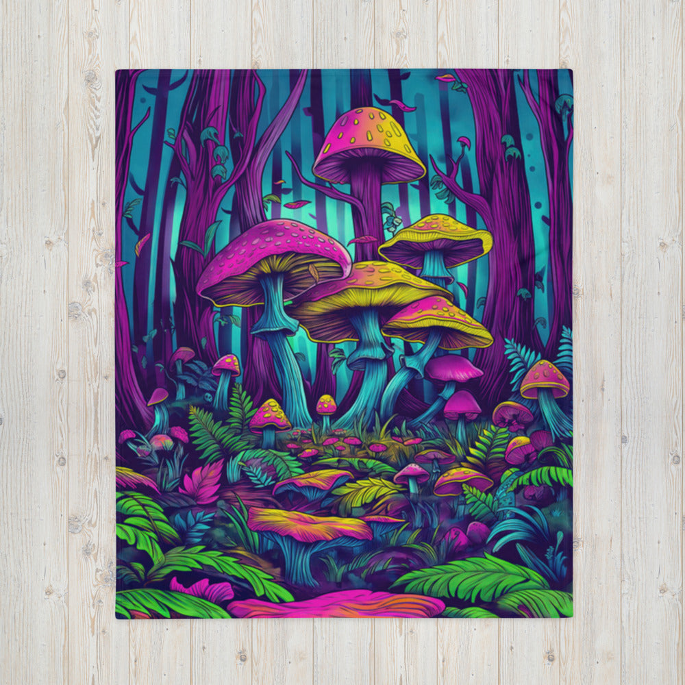 "Mushroom Forest" THROW BLANKET, 50″×60″, Front