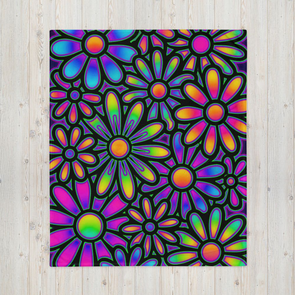 "Mystic Floral Collage" THROW BLANKET, 50″×60″, Front