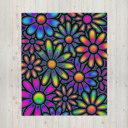 "Mystic Floral Collage" THROW BLANKET, 50″×60″, Front
