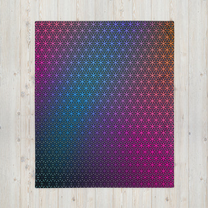"Rainbow Flower of Life Pattern" THROW BLANKET, 50″×60″, Front