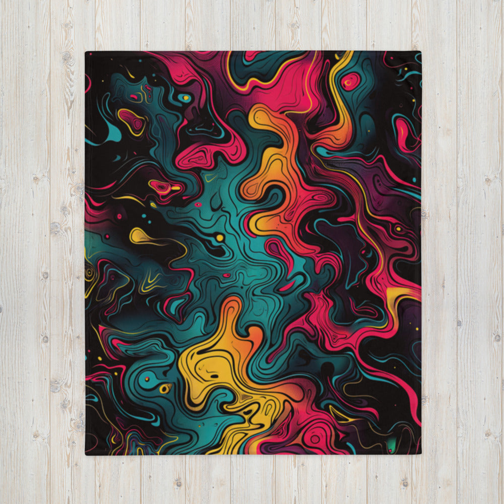 "Neon Oil" THROW BLANKET, 50″×60″, Front