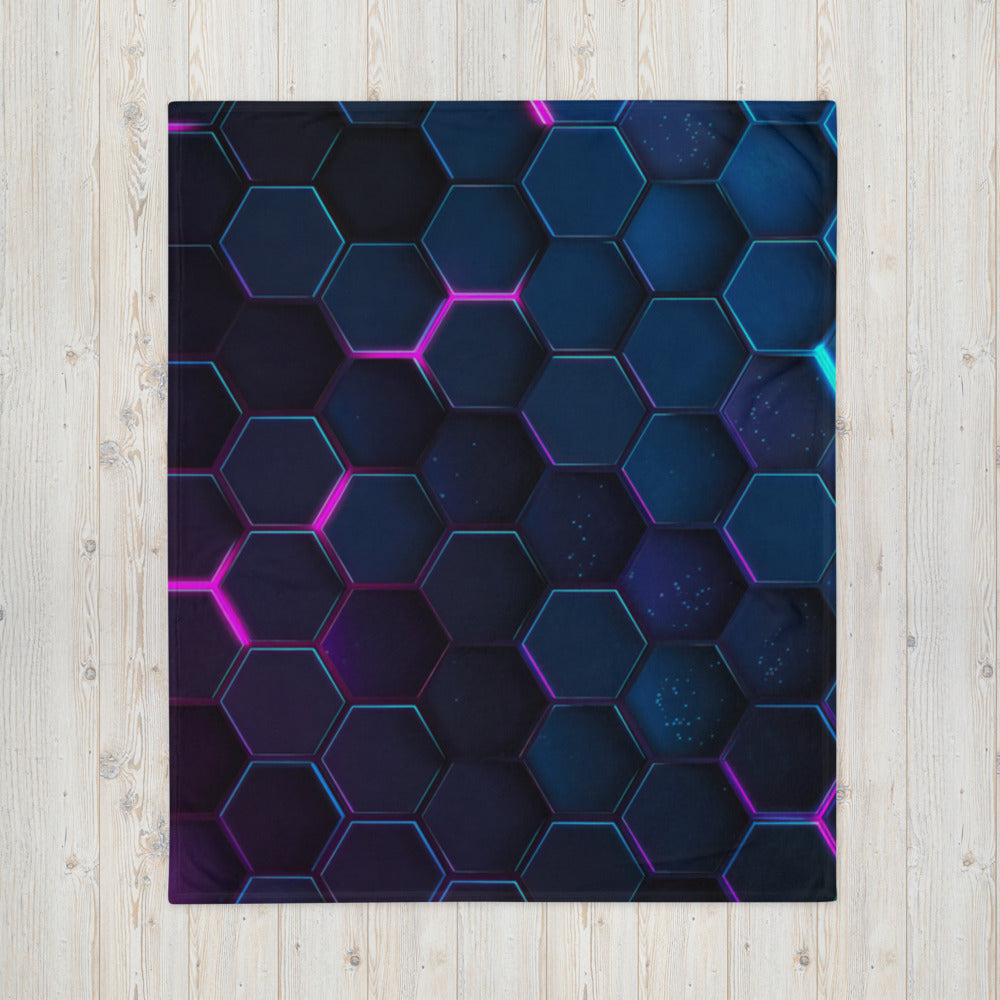 "Dark Honeycomb" THROW BLANKET, 50″×60″, Front