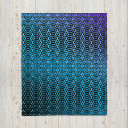 "Blue Flower of Life Pattern" THROW BLANKET, 50″×60″, Front