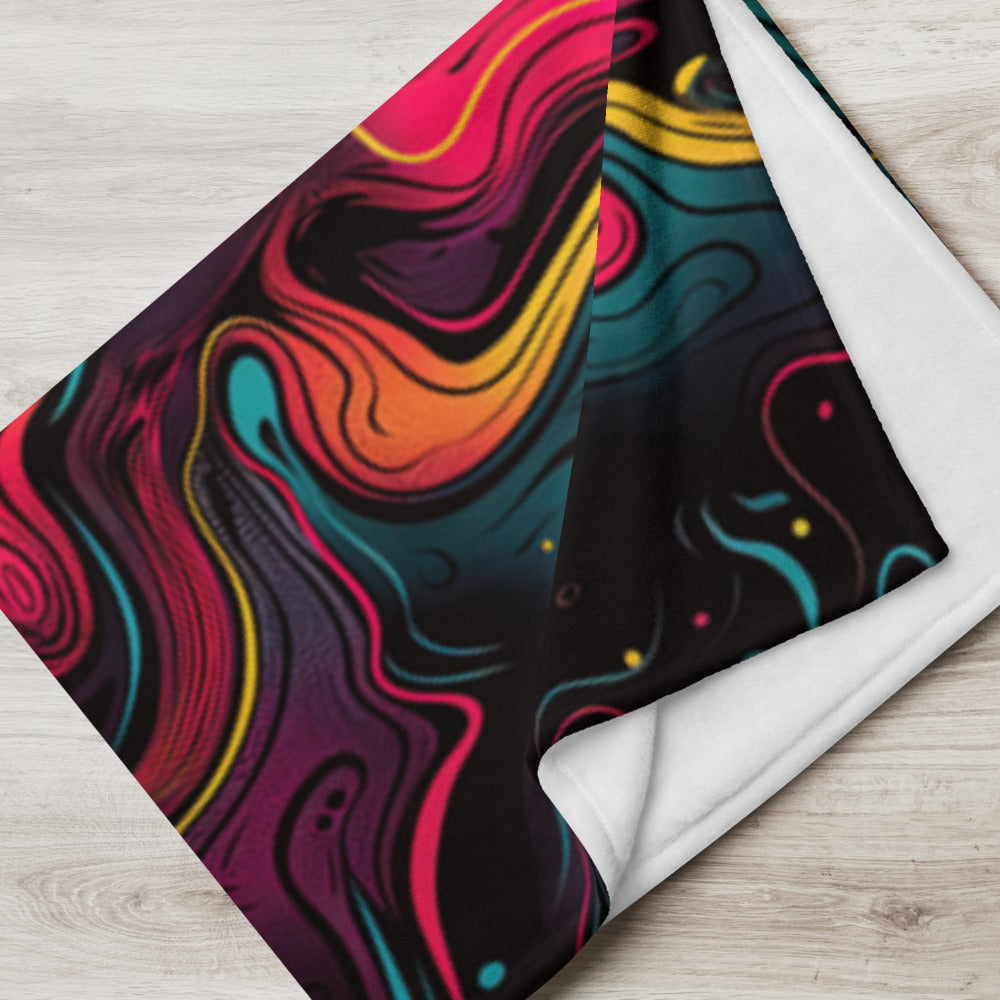 "Neon Oil" THROW BLANKET, 50″×60″, Lifestyle