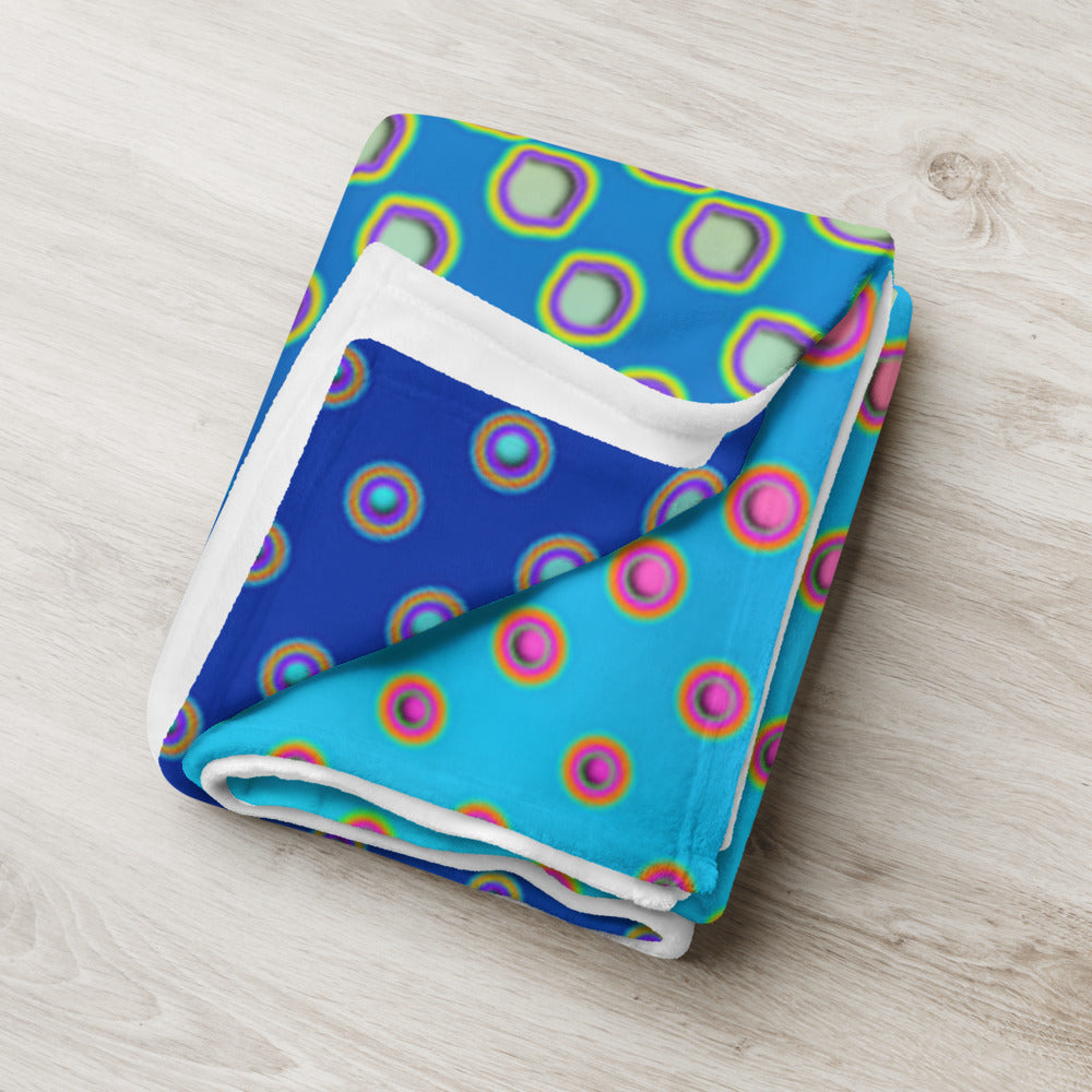"Morphing Cycles Blue" THROW BLANKET, 50″×60″, Lifestyle 2