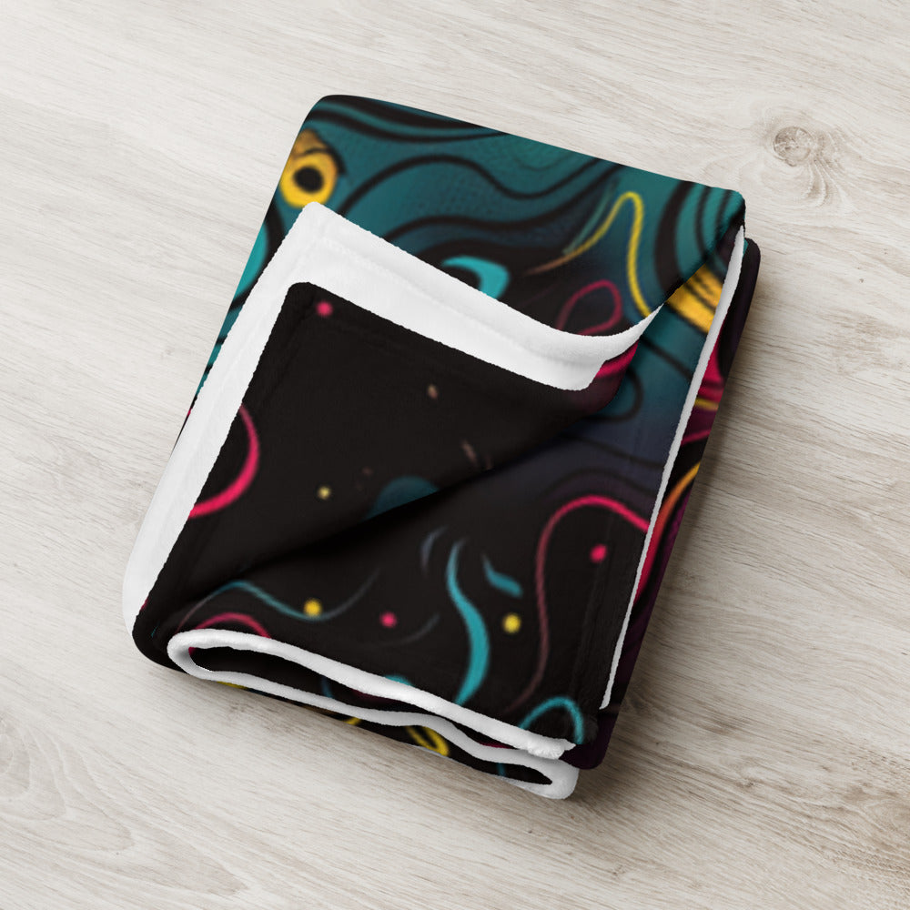 "Neon Oil" THROW BLANKET, 50″×60″, Lifestyle 2