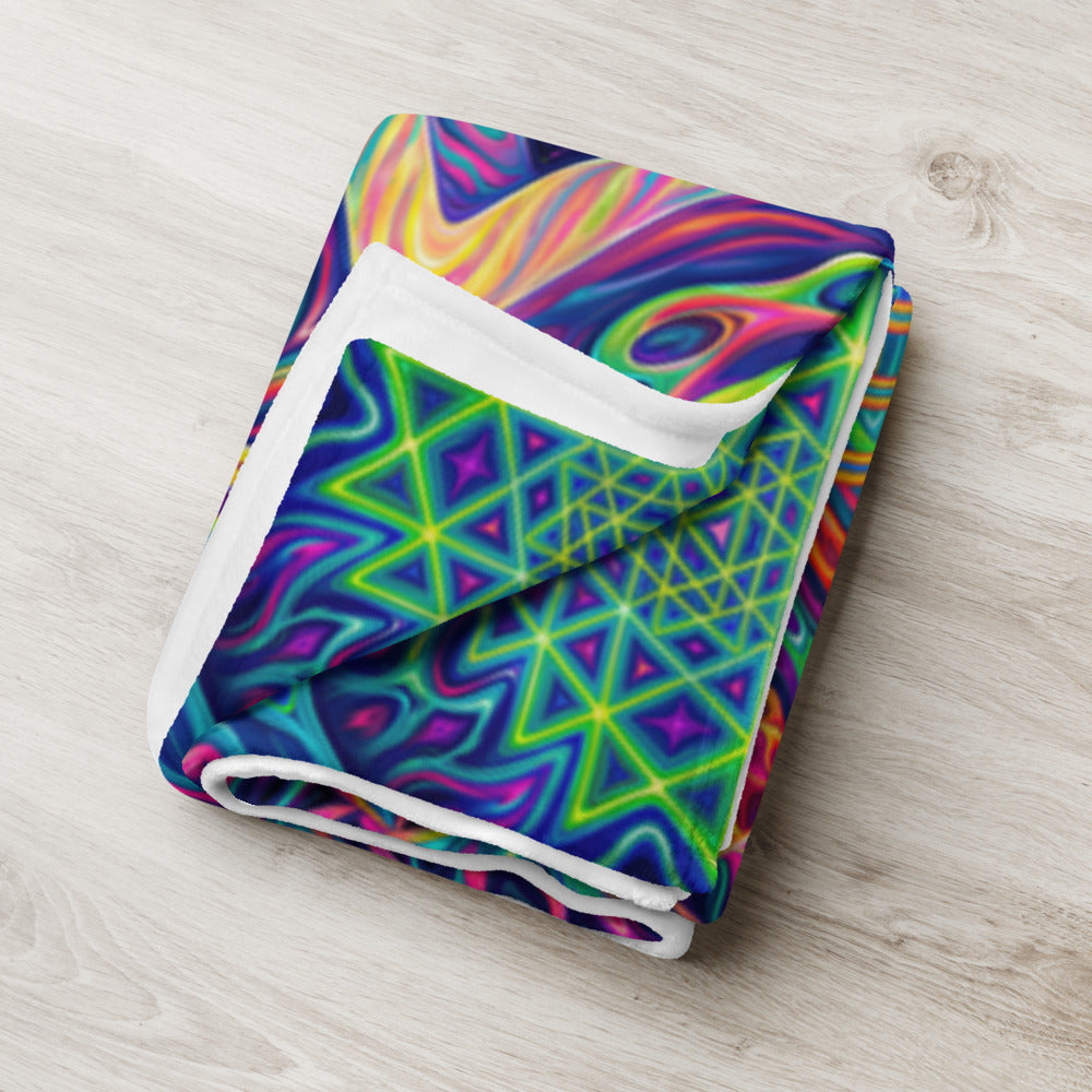 "Oh My Sri Yantra" THROW BLANKET, 50″×60″, Lifestyle 2