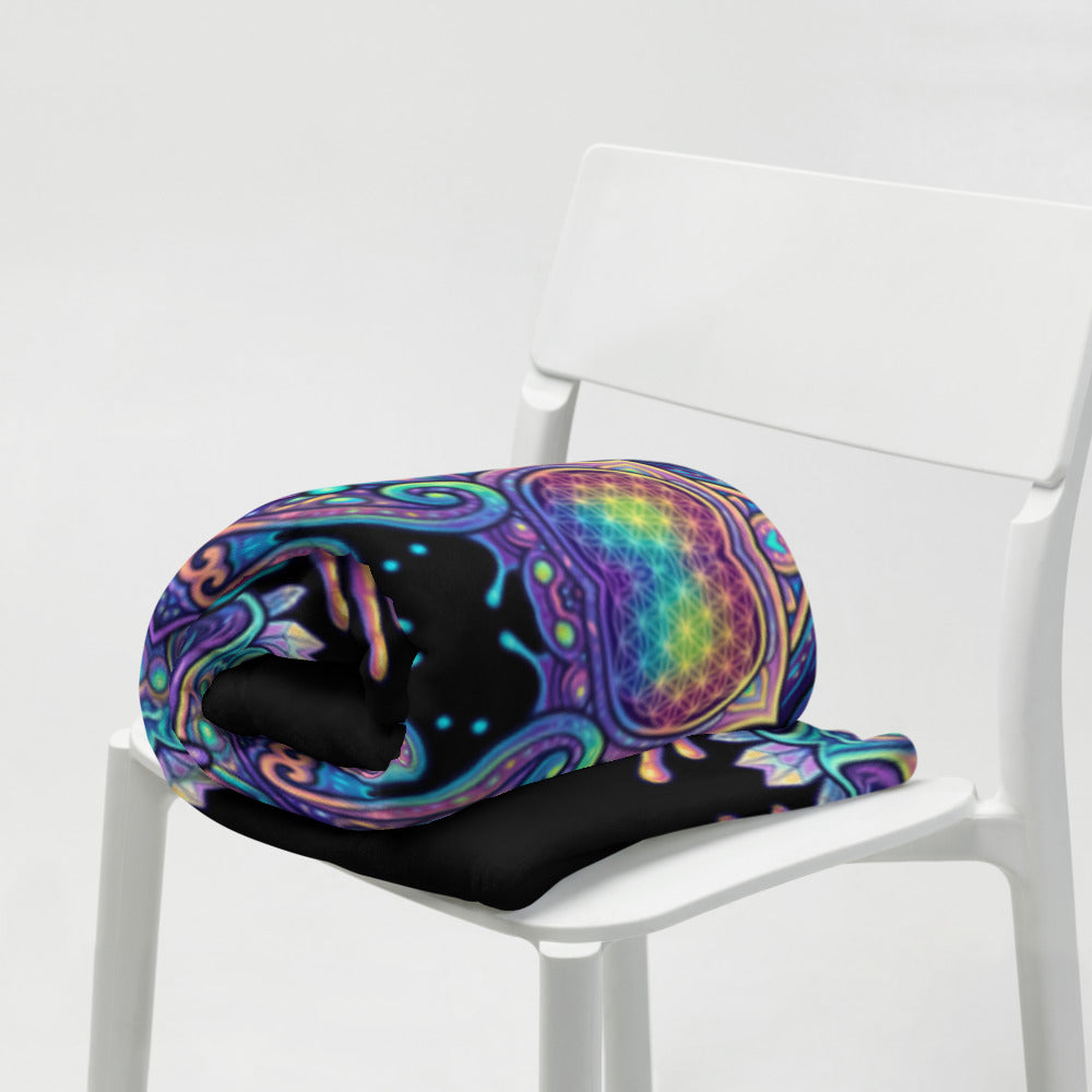 "Higher Pondciousness Mandala" THROW BLANKET, 50″×60″, Lifestyle