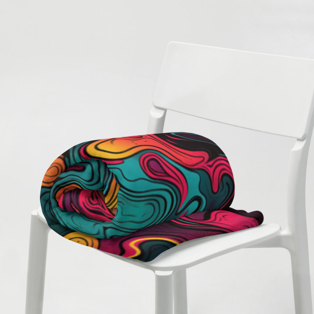 "Neon Oil" THROW BLANKET, 50″×60″, Lifestyle