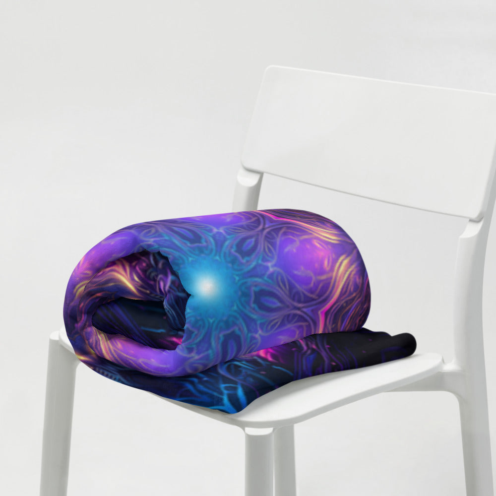 "Twilight Glow Mandala" THROW BLANKET, 50″×60″, Lifestyle