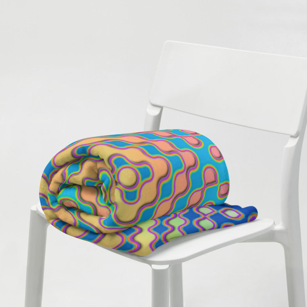 "Morphing Cycles Blue" THROW BLANKET, 50″×60″, Lifestyle