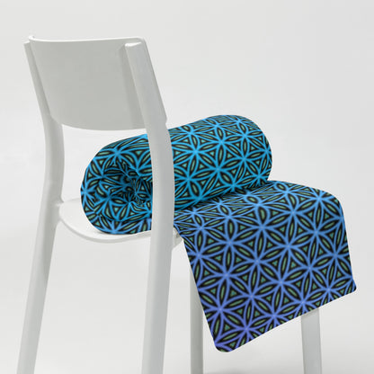 "Blue Flower of Life Pattern" THROW BLANKET, 50″×60″, Lifestyle 2