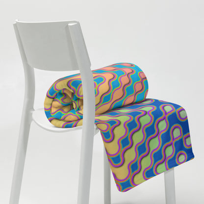 "Morphing Cycles Blue" THROW BLANKET, 50″×60″, Lifestyle 2